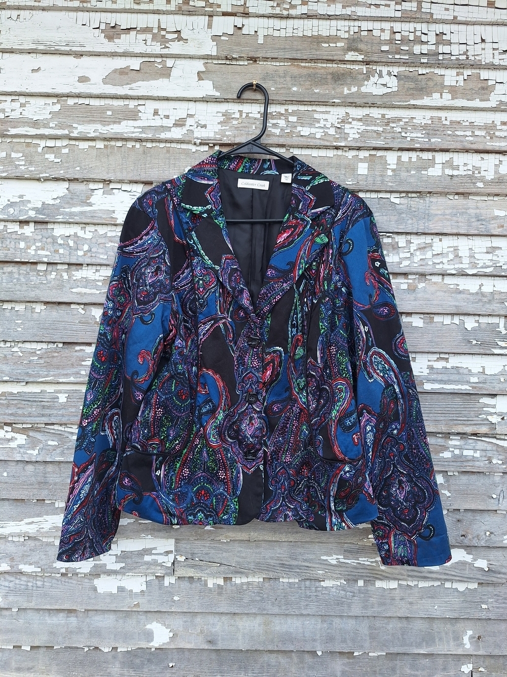 Coldwater Creek Multicolor Paisley Blazer Jacket — Blue & Black Size 16
